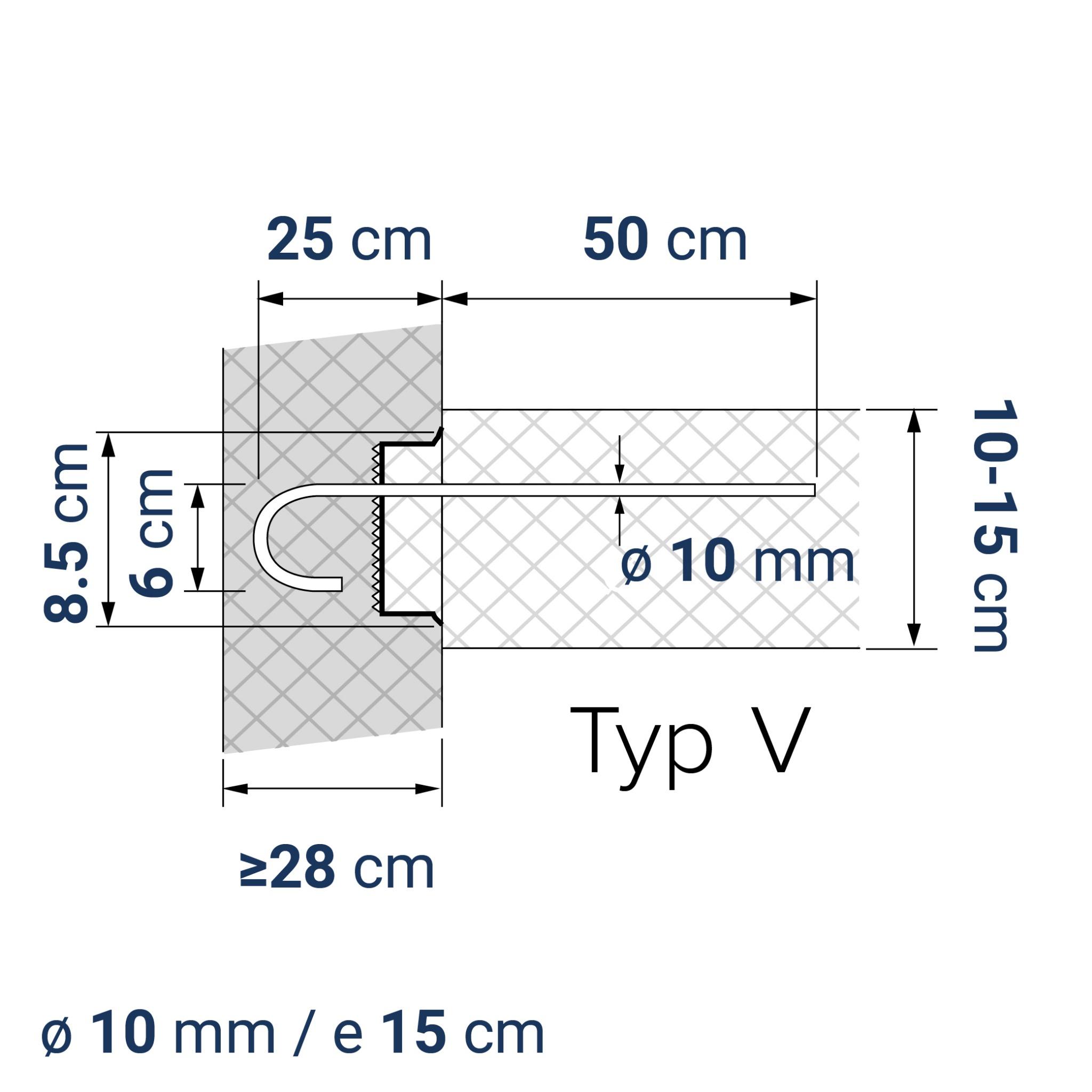 A431000420 7640425419846 BE-BOX® Bewehrungsbox Typ V10-15 h25 lü50 | Variante zu COMAX 42S | 125 cm | 4.16 kg/m